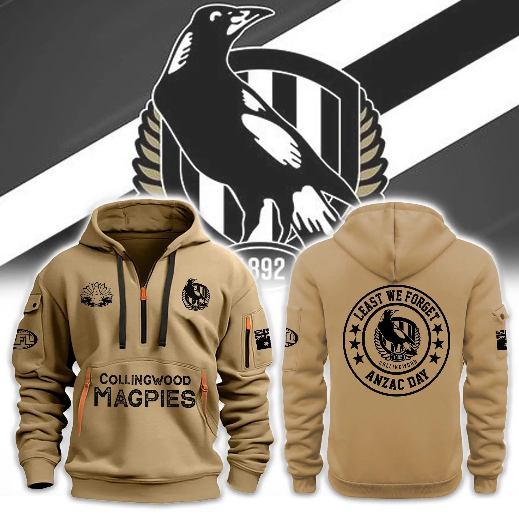 Collingwood Magpies Anzac Day Premium Hoodie